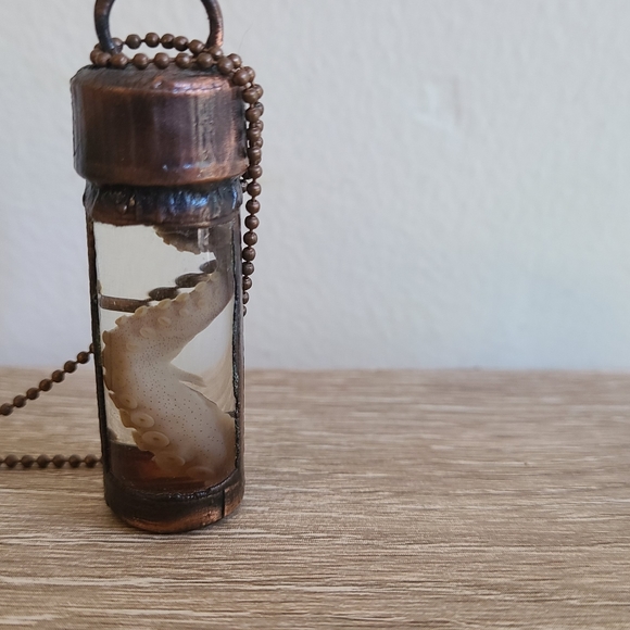 Vintage Jewelry - OOAK Copper and Glass Necklace - Octopus Tentacle